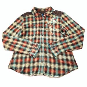 Double D ranch womens snap button shirt sz large